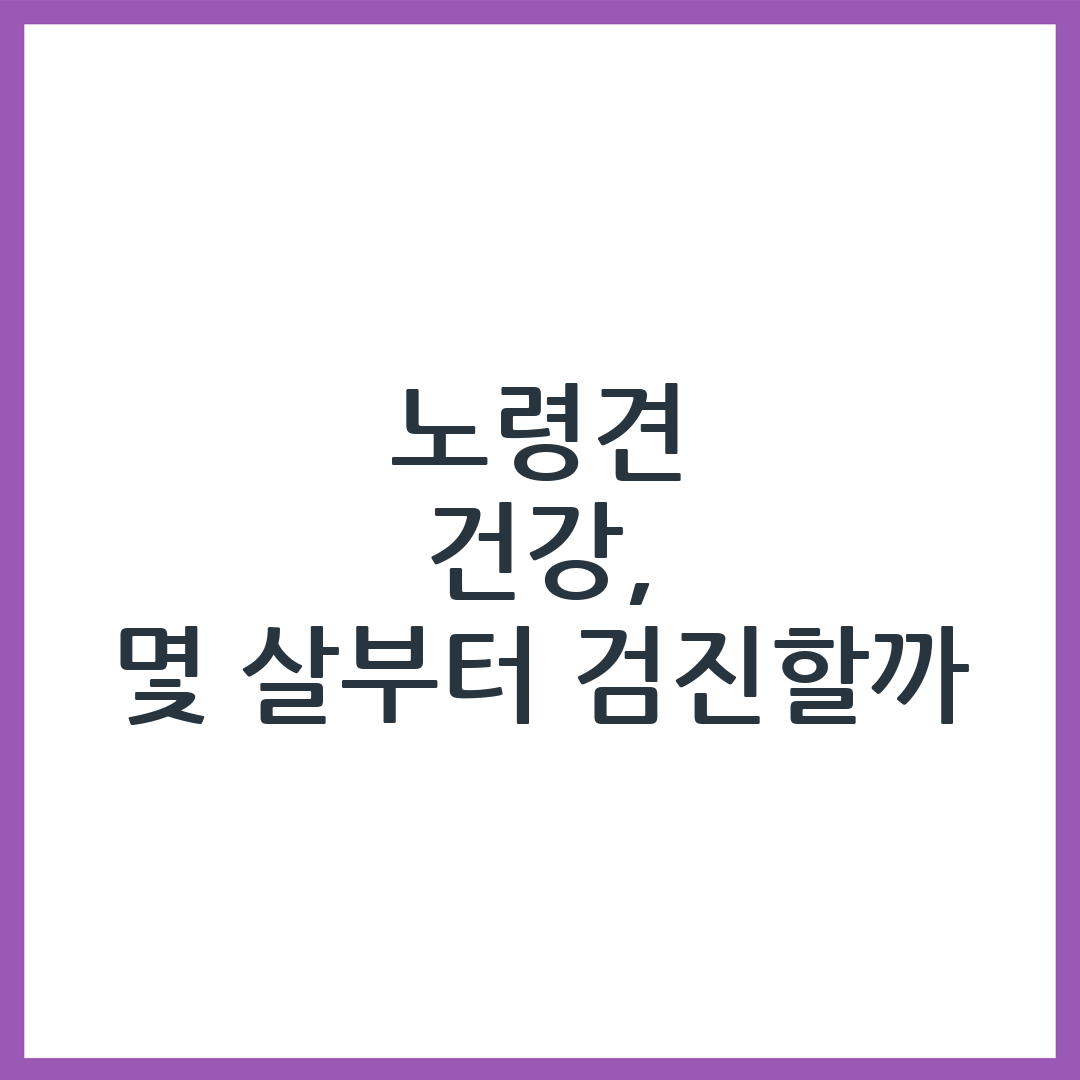 노령견 정기검진, 몇 살부터 얼마나 자주 해야 할까